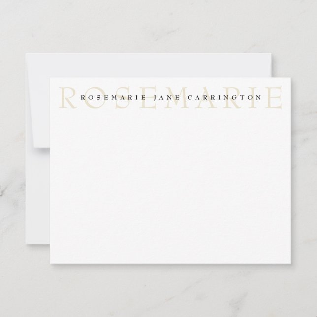 Tarjeta Pequeña Moderna y elegante Stationery Beige Personal (Anverso)