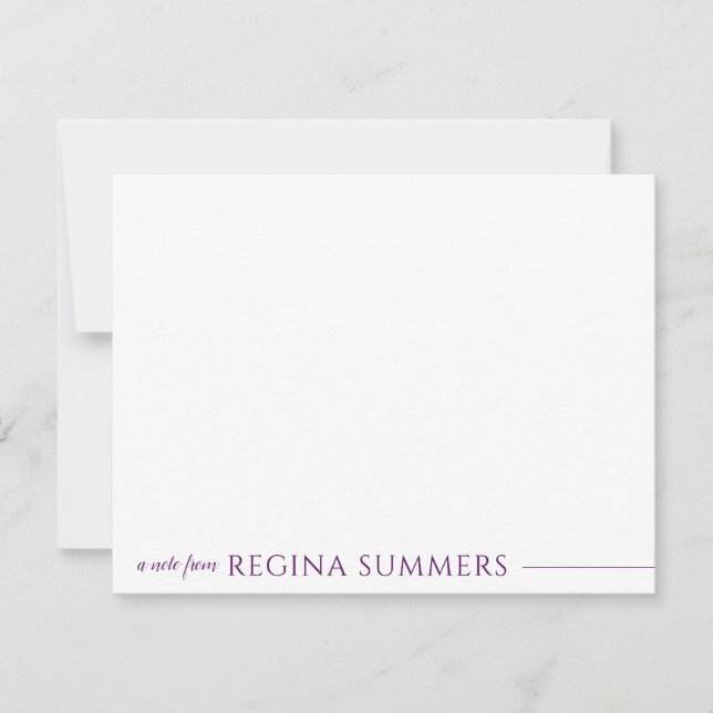 Tarjeta Pequeña Moderna y elegante Stationery Purple Deep (Anverso)