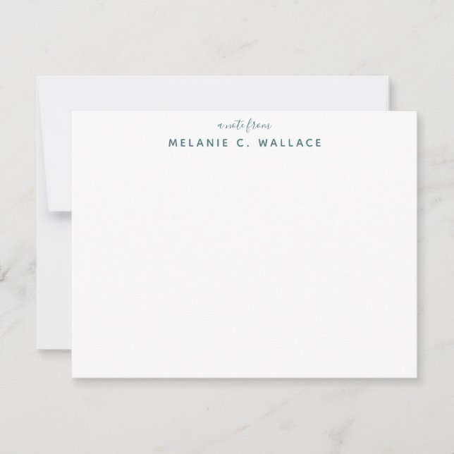 Tarjeta Pequeña Moderna y elegante Stationery Seafoam Personalizad (Anverso)