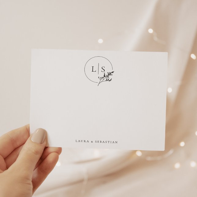 Tarjeta Pequeña Moderna y simple serif Monograma Pareja Stationery (Subido por el creador)