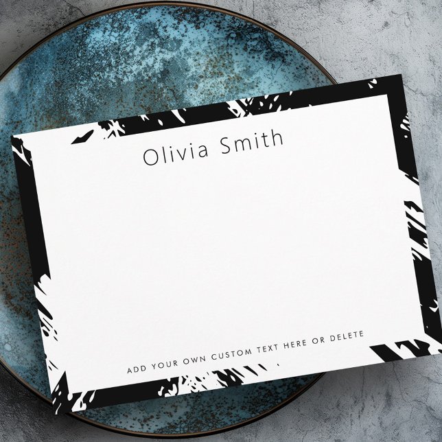 Tarjeta Pequeña Modernas pinceladas negras desordenadas (Modern black messy brushstrokes stationery note card)