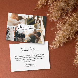 Tarjeta Pequeña Moderno agradecimiento de boda minimalista con col