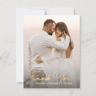 Tarjeta Pequeña Moderno agradecimiento de foto de boda con letra d
