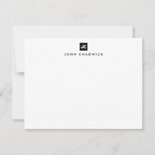 Tarjeta Pequeña Moderno Black Square Bold Dos Monograma Profesiona