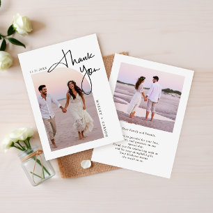 Tarjeta Pequeña Moderno Boda de dos fotos presupuesto Mini Gracias