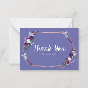 Tarjeta Pequeña Moderno Boda morado floral gracias a la modernidad