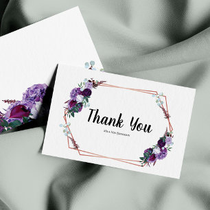 Tarjeta Pequeña Moderno Boda morado floral gracias a la modernidad