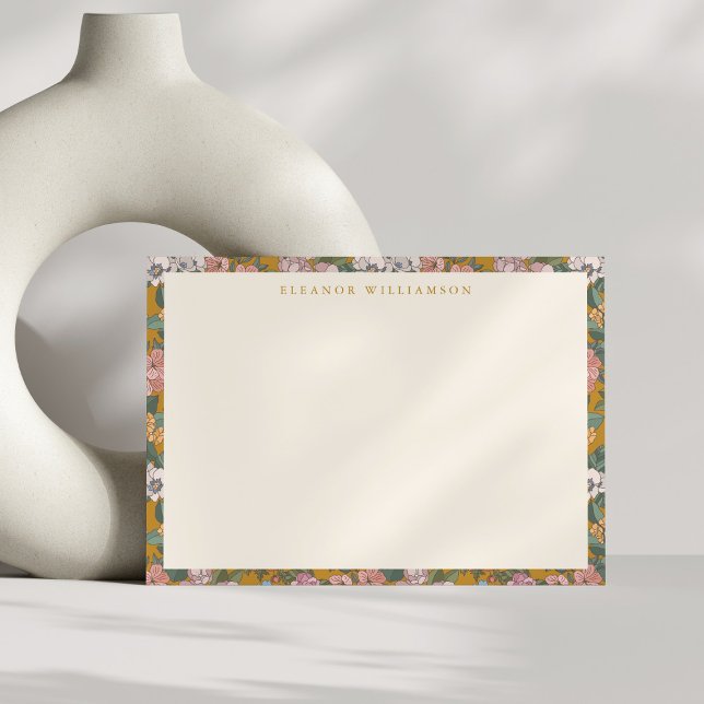 Tarjeta Pequeña Moderno Boho Floral mostaza amarillo personalizado (Subido por el creador)
