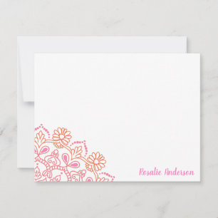 Tarjeta Pequeña Moderno Boho Mandala Rosa y Naranja Personalizado