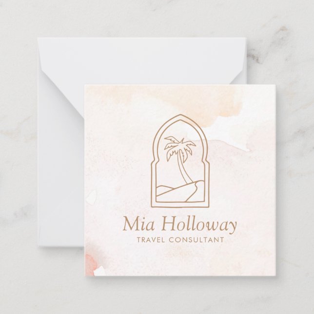 Tarjeta Pequeña Moderno Boho Minimal Palm Tree Business (Anverso)