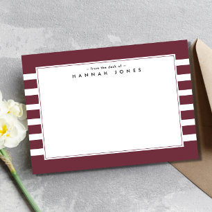 Tarjeta Pequeña Moderno borde blanco rojo a rayas