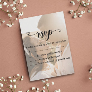 Tarjeta Pequeña moderno caligrafía elegante foto de rsvp boda