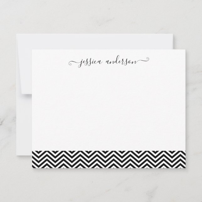 Tarjeta Pequeña Moderno Chevron Zigzag Girly Script Classic Cute (Anverso)