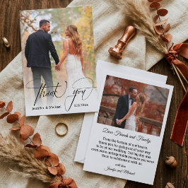 Tarjeta Pequeña moderno chic caligrafía gracias 2 foto boda
