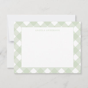 Tarjeta Pequeña Moderno Chic Pastel Verde Menta Gingham Cuadro Vic