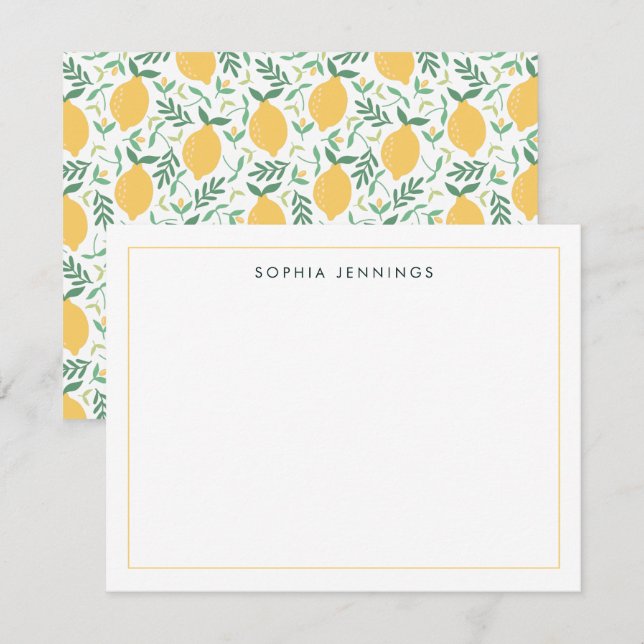 Tarjeta Pequeña Moderno Cítricos de limón Fruta verano Primavera A (Anverso / Reverso)
