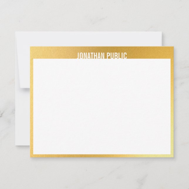 Tarjeta Pequeña Moderno diseño elegante Gold White Template (Anverso)