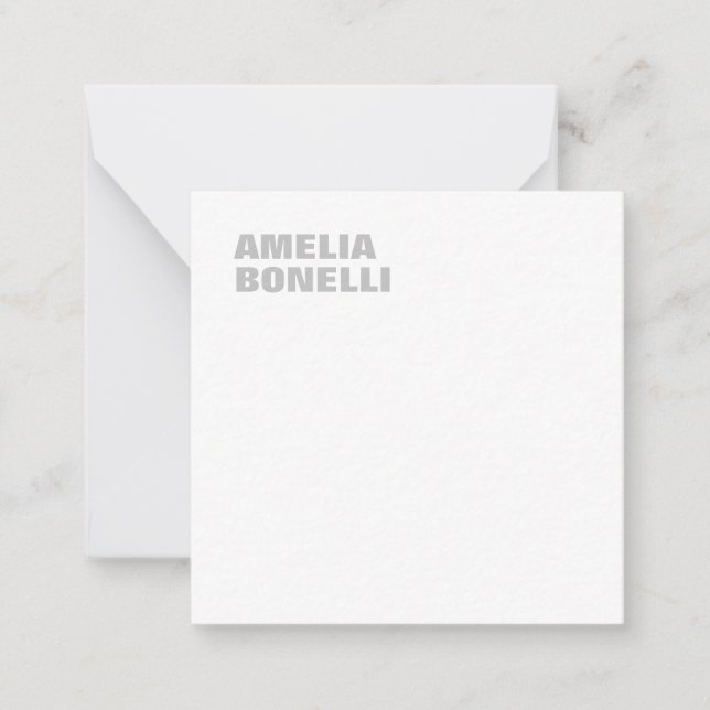 Tarjeta Pequeña Moderno Gris Blanco Negrita Profesional Minimalist (Anverso)