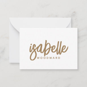 Tarjeta Pequeña Moderno guión Minimalista Monograma dorado negro