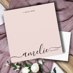 Tarjeta Pequeña Moderno guión Minimalista monograma Rubor rosa