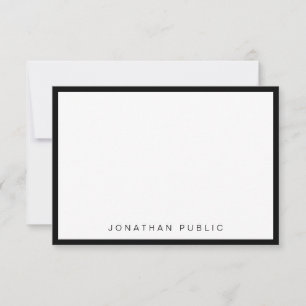 Tarjeta Pequeña Moderno Minimalista de moda elegante blanco negro
