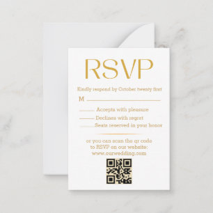 Tarjeta Pequeña moderno minimalista de moda guión de oro rsvp boda