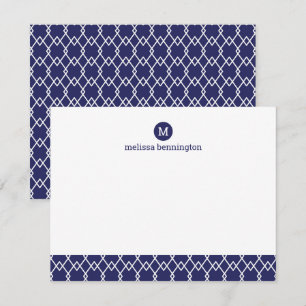 Tarjeta Pequeña Moderno Monograma Azul Geométrico Gracias