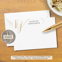 Moderno Monograma Elegante Guión Iniciales Oro Neg