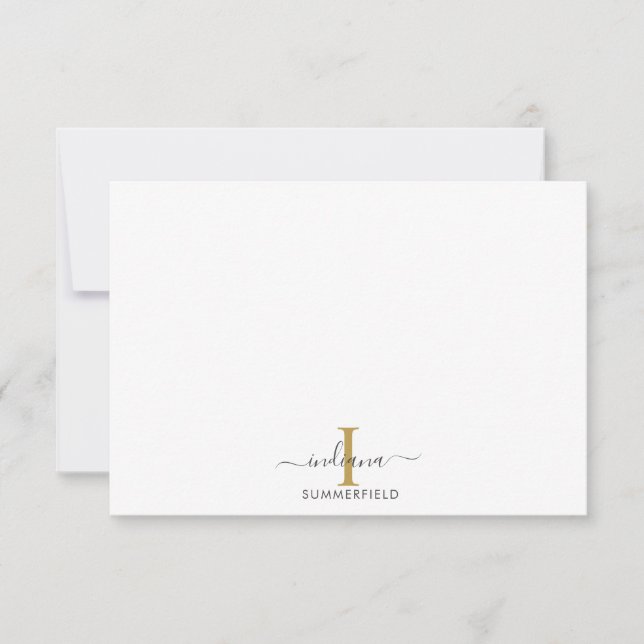 Tarjeta Pequeña Moderno Monograma Inicial Elegante Script Business (Anverso)