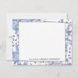 Tarjeta Pequeña Moderno Navy Blue Purple Gold Abstract Watercolor