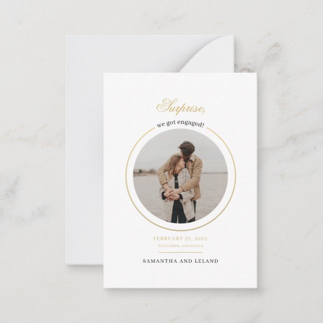 Tarjeta Pequeña Moderno, nos involucramos en la fiesta de compromi (Anverso)