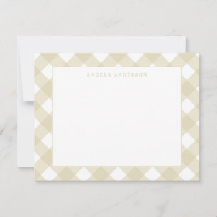 Tarjeta Pequeña Moderno Pastel amarillo marrón Gingham Plaid Check