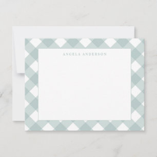 Tarjeta Pequeña Moderno Pastel Verde Verde azulado Gingham Plaid C