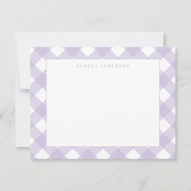 Tarjeta Pequeña Moderno Pastel violeta púrpura Gingham Plaid Check (Anverso)