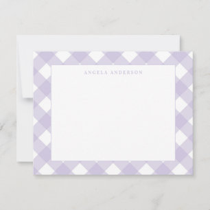 Tarjeta Pequeña Moderno Pastel violeta púrpura Gingham Plaid Check