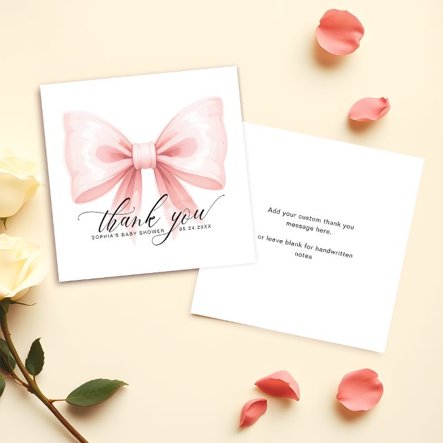 Tarjeta Pequeña Moderno presupuesto Rubor Pink Bow Gracias (Subido por el creador)
