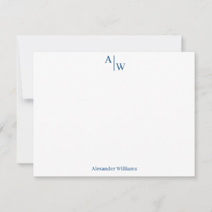Tarjeta Pequeña Moderno Profesional 2 Monograma Básico Marina Azul