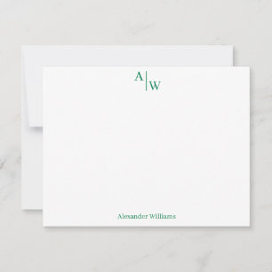 Tarjeta Pequeña Moderno Profesional 2 Monograma Girly Forest Green