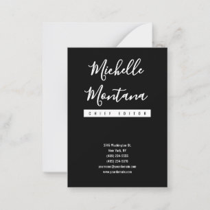 Tarjeta Pequeña Moderno profesional negro minimalista
