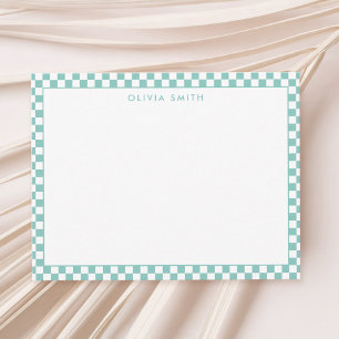 Tarjeta Pequeña Moderno Turquesa Checkered