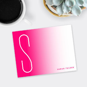 Tarjeta Pequeña Moderno y delgado Monograma Hot Pink Fade Profesio