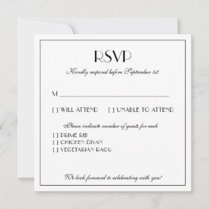 Tarjeta Pequeña Moderno y elegante Boda elegante Gran RSVP