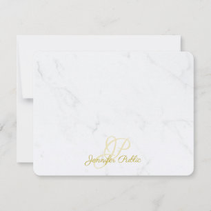 Tarjeta Pequeña Moderno y elegante caligrafía dorada Script Marble