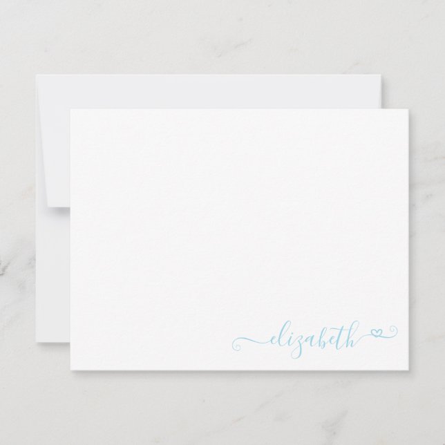 Tarjeta Pequeña Moderno y elegante Corazón Azul Pastel Femenino (Anverso)