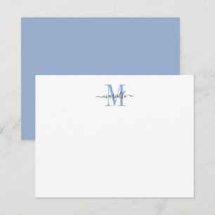 Tarjeta Pequeña Moderno y elegante guión de Moda Dusty Blue Monogr