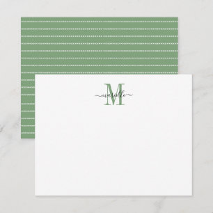 Tarjeta Pequeña Moderno y elegante guión de Moda Monograma Verde