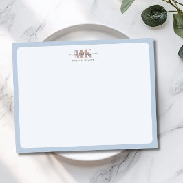 Tarjeta Pequeña Modert Mocha Mousse Monograma Azul Polvo