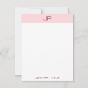 Tarjeta Pequeña Modish Rubor Pink Monogram Simple Template Trendy