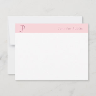 Tarjeta Pequeña Modish Rubor Pink Monograma moderno y sencillo dis