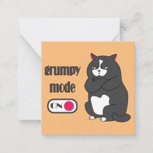 Tarjeta Pequeña Modo gruñón en gato gordo gracioso